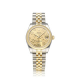 Rolex Datejust  2015 B+P | steel - yellow gold floral champagne concealed Jubilee