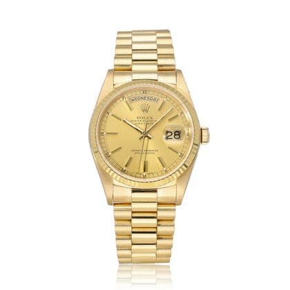 Day-Date 36 NEW ROLEX SERVICE - 1985 B+P | yellow gold champagne President