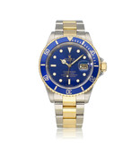 Rolex Submariner Date 40 NEW ROLEX SERVICE - 2003 B+P | steel - gold blue / bluesy