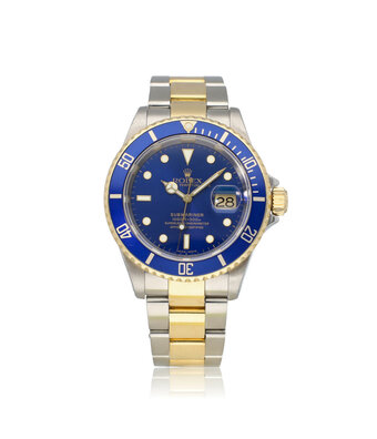 Rolex Submariner Date 40 NEW ROLEX SERVICE - 2003 B+P | steel - gold blue / bluesy