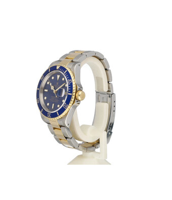 Rolex Submariner Date 40 NEW ROLEX SERVICE - 2003 B+P | steel - gold blue / bluesy