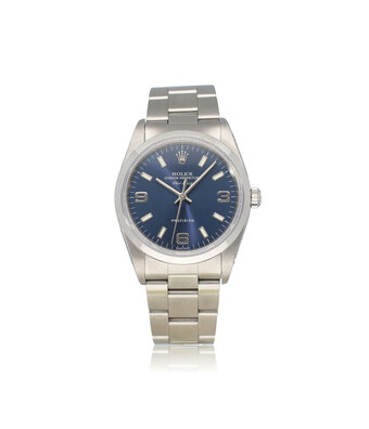 Rolex Air-king 34 NEW ROLEX SERVICE - 2005 box + papers  | steel blue Oyster