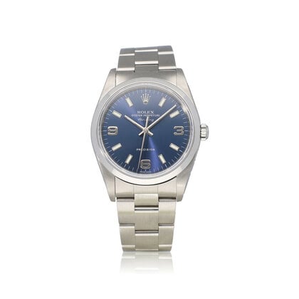 Air-king 34 NEW ROLEX SERVICE - 2005 box + papers | steel blue Oyster