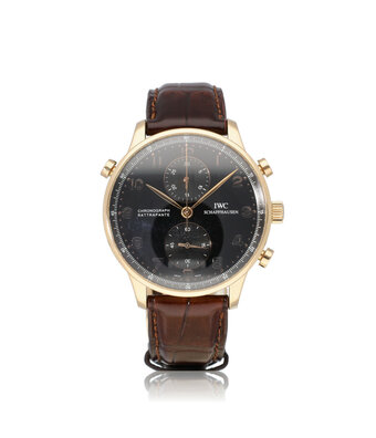 IWC Portugieser Chronograph Rattrapante 41 NEW IWC STRAP - 2004 box + papers | rose black alli