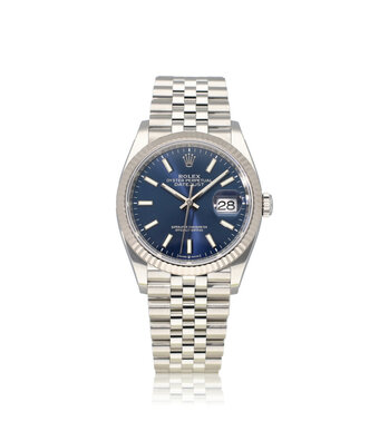Rolex Datejust 36 NEW ROLEX SERVICE - 2022 B+P | steel - white gold blue Jubilee