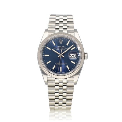Datejust 36 NEW ROLEX SERVICE - 2022 B+P | steel - white gold blue Jubilee