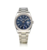 Rolex Datejust 36 NEW ROLEX SERVICE - 2019 B+P | steel - white gold blue Oyster