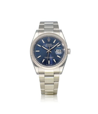 Rolex Datejust 36 NEW ROLEX SERVICE - 2019 B+P | steel - white gold blue Oyster
