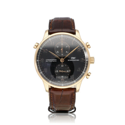 Portugieser Chronograph Rattrapante 41 NEW IWC STRAP - 2004 box + papers | rose black alli