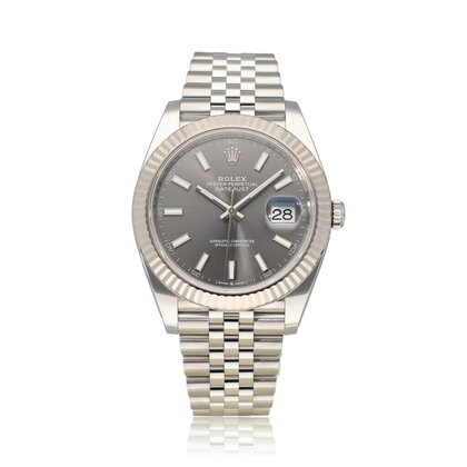 Datejust 41 NEW ROLEX SERVICE - 2023 B+P | steel - white gold silver index fluted Jubilee