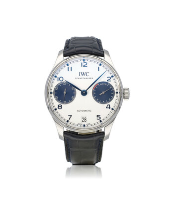 IWC Portugieser Automatic 42 2022 B+P | steel white blue alligator leather