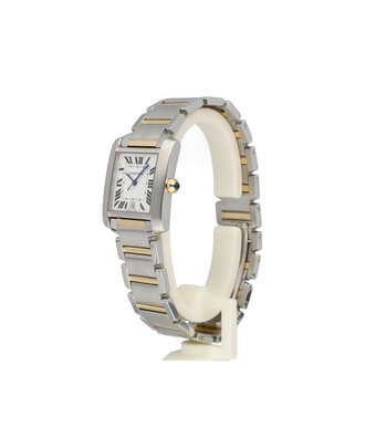 Cartier Tank Française LM 2008 box + papers | steel yellow gold - silver large LM