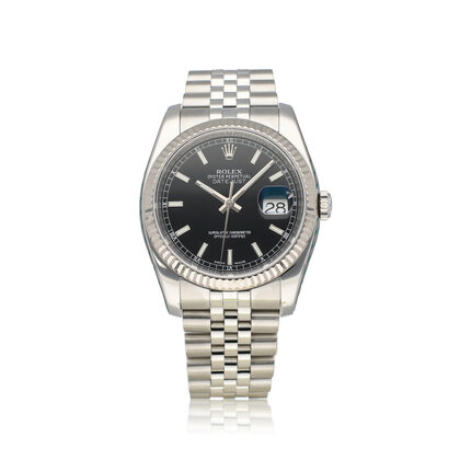Datejust 36 NEW ROLEX SERVICE  - 2012 + papers | steel - white gold black roulette Jubilee
