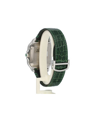 Cartier Santos de Cartier  Large OPEN DATE - box + papers | steel / green / arabic / middle east