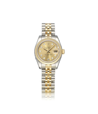 Rolex Lady-Datejust 26 NEW ROLEX SERVICE | F-serial 2004 steel - gold champagne diamond Jubilee
