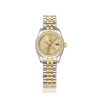 Lady-Datejust 26 NEW ROLEX SERVICE | F-serial 2004 steel - gold champagne diamond Jubilee