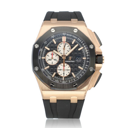 Royal Oak Offshore Chronograph 44 rose gold 2014 box + papers | NEW AP SERVICE € 2.500,-