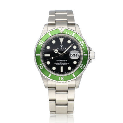 Submariner Date 40 steel Kermit - Green - Fat / Flat Four F-serial - 2004 box + papers