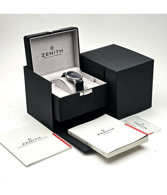 Zenith Elite Elite 6150 42 blue alligator 2017 box + papers