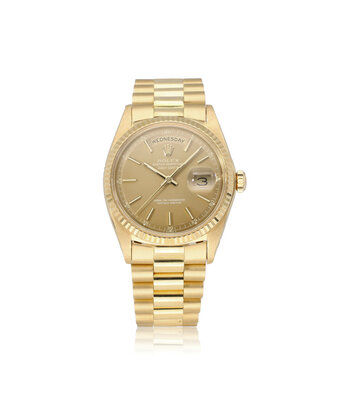 Rolex Day-Date 36 yellow gold pie-pan taupe / Havana President 28-serial - 1971 | ROLEX SERVICED