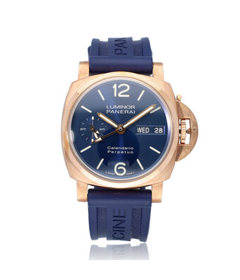 Panerai Luminor Perpetual Calendar 44 GMT rose gold / goldtech blue limited 2023 box + papers