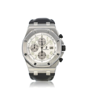 Audemars Piguet Royal Oak Offshore Chronograph 42 steel white themes box + papers | NEW AP STRAP