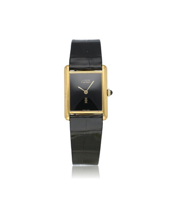 Cartier Tank Vermeil Must  NEW CARTIER SERVICE incl. STRAP | yellow gold vermeil black onyx