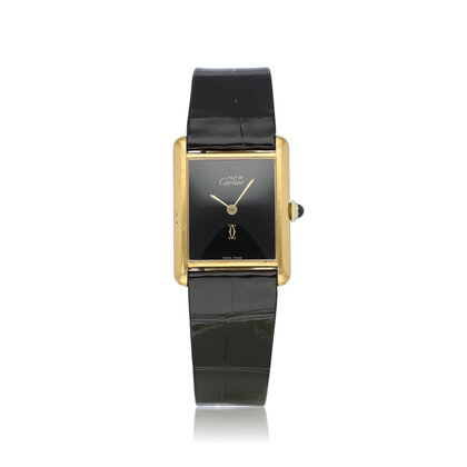 Tank Vermeil Must  NEW CARTIER SERVICE incl. STRAP | yellow gold vermeil black onyx