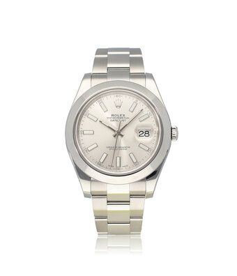 Rolex Datejust II 41 steel silver domed Oyster 2018 box + papers