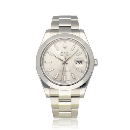 Datejust II 41 steel silver domed Oyster 2018 box + papers