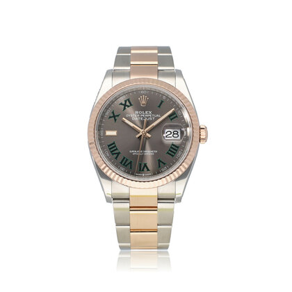Datejust 36 steel gold Wimbledon grey / slate roman Oyster 2021 B+P | NEW ROLEX SERVICE