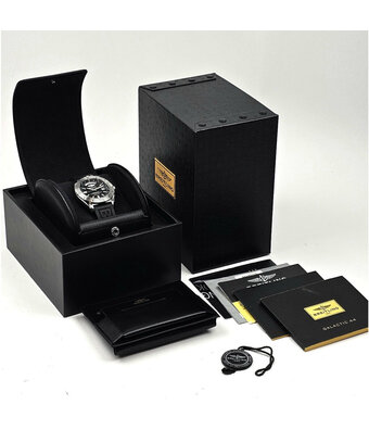 Breitling Galactic  44 steel day-date black rubber 2015 with box + papers