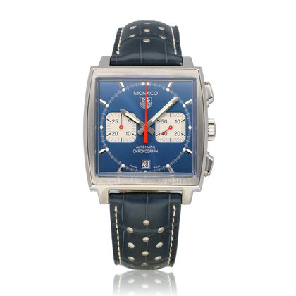 Monaco Chronograph  NEW TAG HEUER STRAP | steel blue - red - McQueen