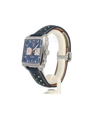TAG Heuer Monaco Chronograph  NEW TAG HEUER STRAP | steel blue - red - McQueen