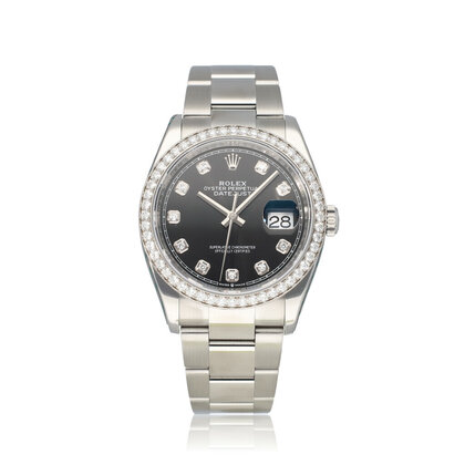 Datejust 36 NEW ROLEX SERVICE - 2019 B+P | steel - white gold factory diamond Oyster