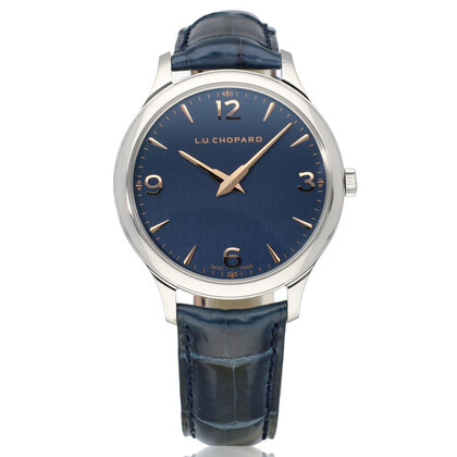 L.U.C.   steel blue automatic 2020 box + papers | NEW CHOPARD STRAP