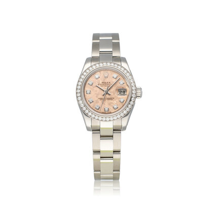Lady-Datejust 26 steel - white gold diamond pink gold crystal Oyster 2012 B+P