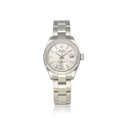 Lady-Datejust 28 steel - white gold silver index Oyster 2022 box + papers