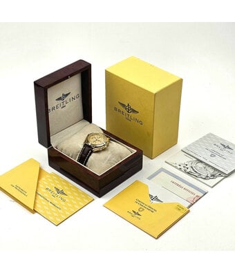 Breitling Chronomat   1998 box + papers | yellow gold champagne