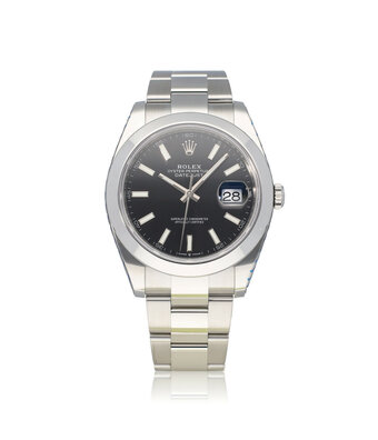 Rolex Datejust 41 NEW ROLEX SERVICE - 2019 B+P | steel black index domed Oyster
