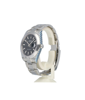 Rolex Datejust 41 NEW ROLEX SERVICE - 2019 B+P | steel black index domed Oyster