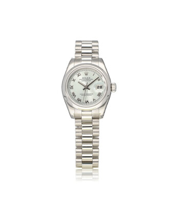 Rolex Lady-Datejust 26 NEW ROLEX SERVICE - 2007 B+P | platina silver roman