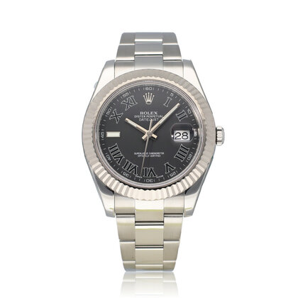 Datejust II 41 2014 + papers | steel - white gold black roman