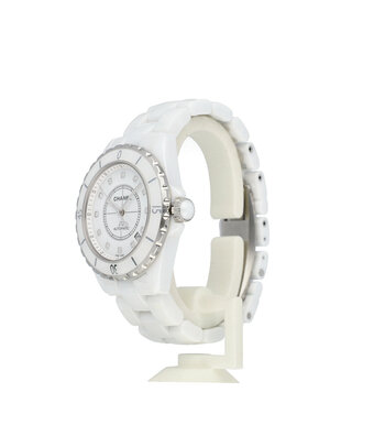 CHANEL J12 White Diamond Indicators 38 white ceramic 2019 box + papers
