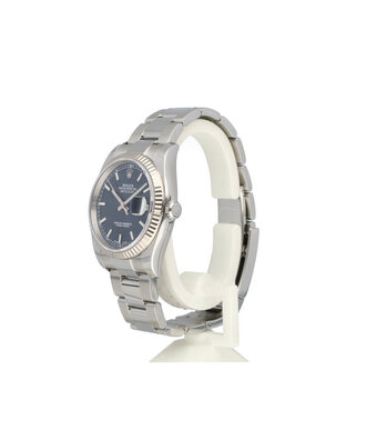 Rolex Datejust 36 steel - white gold blue fluted Oyster 2016 box + papers