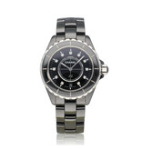 CHANEL J12 Black Diamond Indicators 38 diamond 2008 box + papers | black ceramic