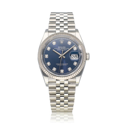 Datejust 36 NEW ROLEX SERVICE - 2021 B+P | steel blue diamond Jubilee