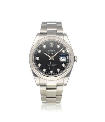 Rolex Datejust 41 NEW ROLEX SERVICE - 2019 B+P | steel - white gold black diamond Oyster