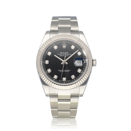 Datejust 41 NEW ROLEX SERVICE - 2019 B+P | steel - white gold black diamond Oyster