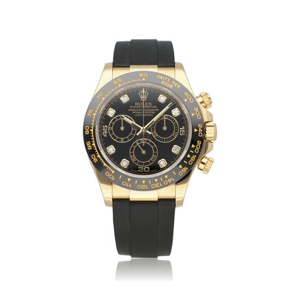 Daytona  40 NEW ROLEX SERVICE - 2020 B+P | Oysterflex yellow gold rubber black diamond